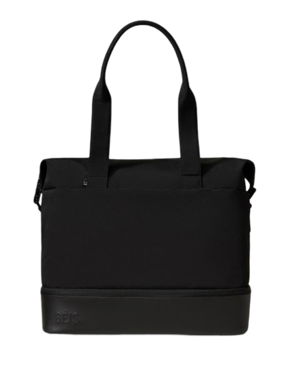 Beis Weekender Bag Black Canvas Leather Shoulder Strap Handle